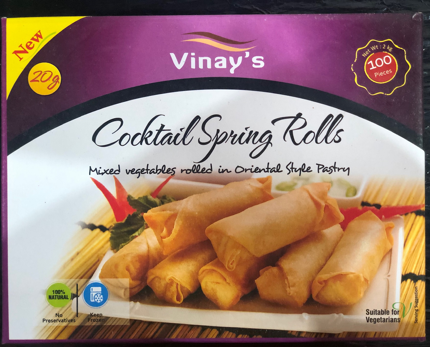 Vinay's Cocktail Spring Rolls 100 pcs x20g x 6pkts