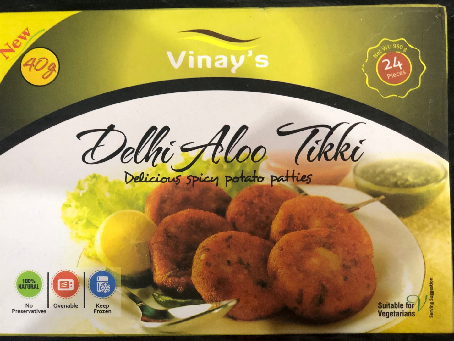 Vinay's Delhi Aloo Tikki 24 pcs x40g x 6pkts