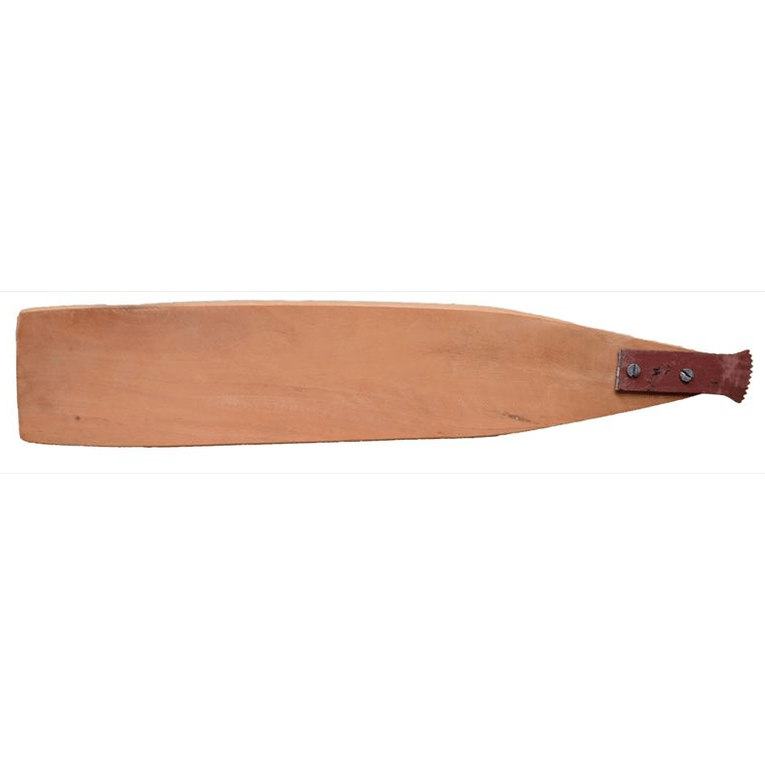 Fijian handcrafted wooden coconut scraper with serrated metal blade for grating fresh coconut