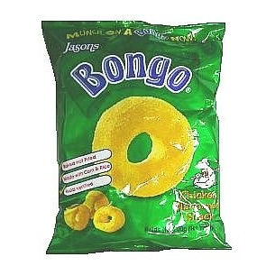 Jasons Bongo Chicken puffed corn rice snack family size green bag