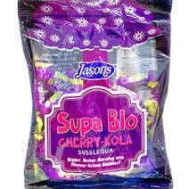 Jasons Supa Blo Cherry-Kola Bubblegum 1kg bag with multicolored gum