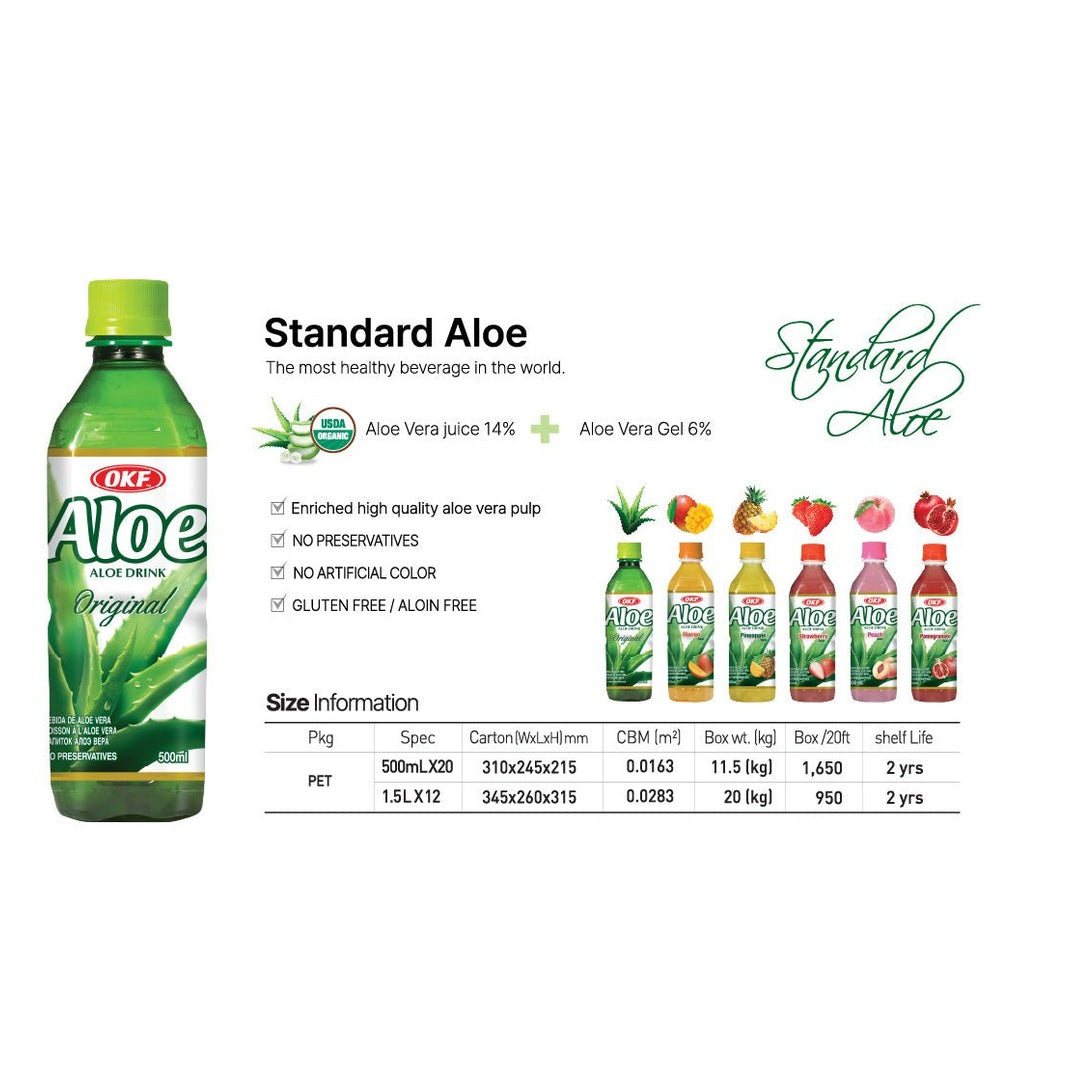 OKF Aloe Vera Drink Mango 1.5L x 12 - Vinays Food - OKF