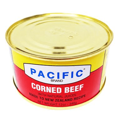 Pacific Corned Beef can with natural juices made to New Zealand recipe