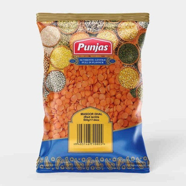 Punjas Masoor Dhal 500g red lentils in authentic packaging for Fijian cooking