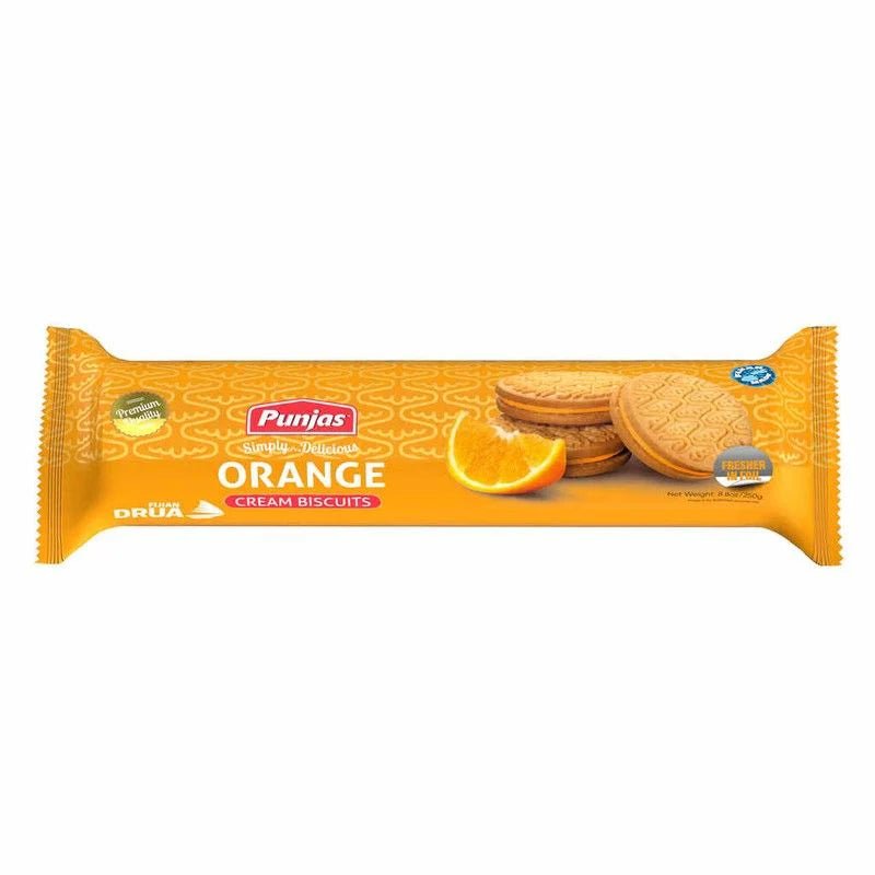 Punjas Orange Cream Biscuits 250g x20 - Vinays Food - Punjas