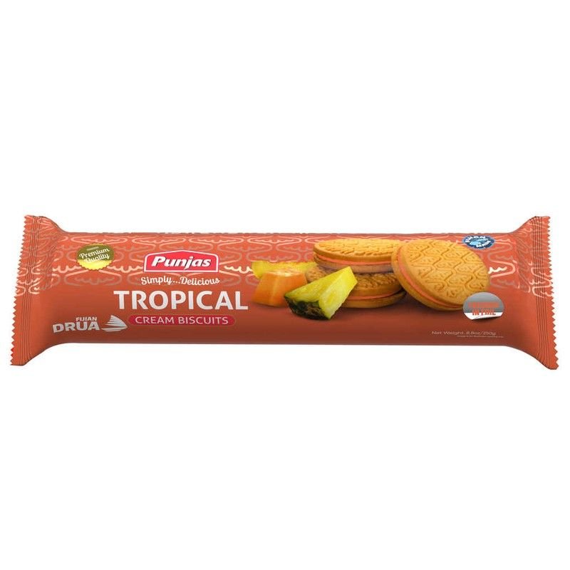 Punjas Tropical Cream Biscuits 250g x20 - Vinays Food - Punjas