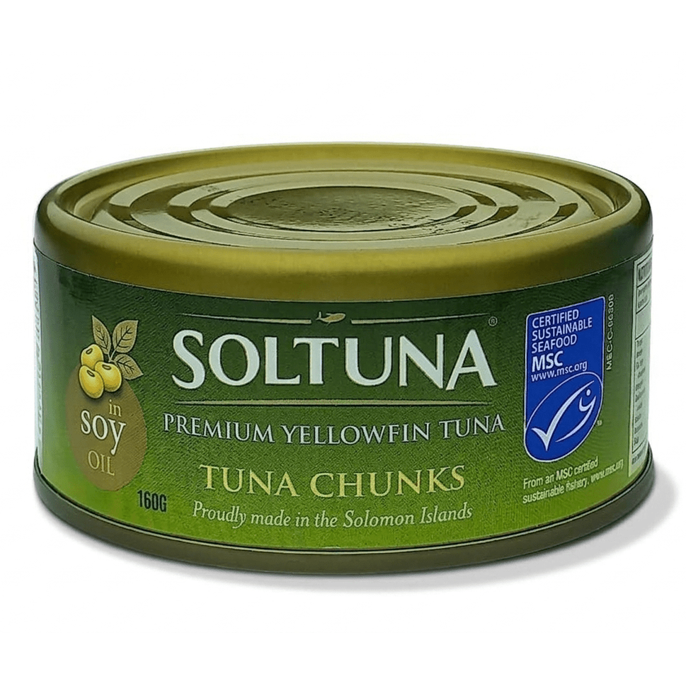 Soltuna Premium Yellowfin Tuna Chunks in Soy Oil 160g MSC Certified Sustainable Seafood