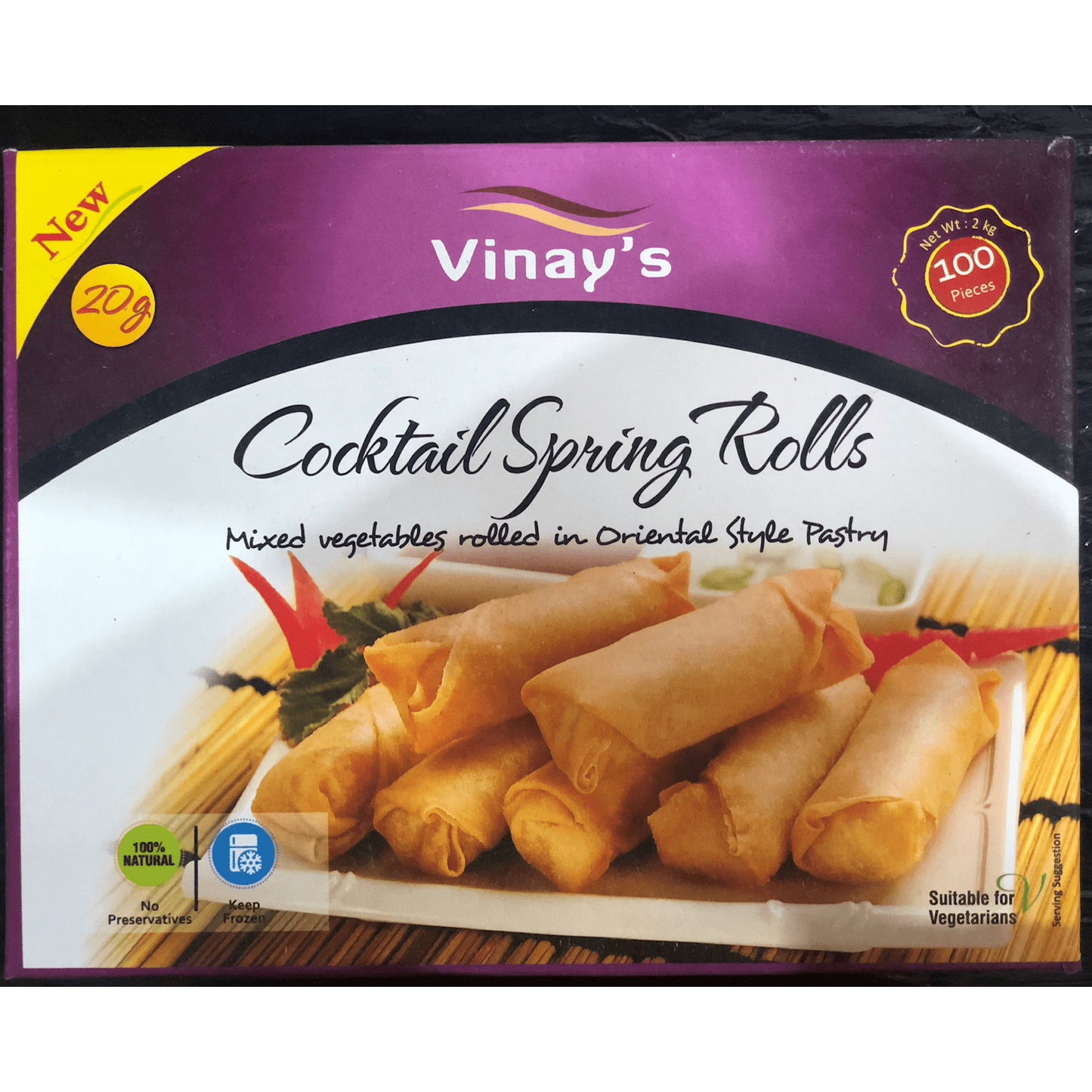 Vinay's Cocktail Spring Rolls 100 pcs frozen mixed vegetable Oriental pastry