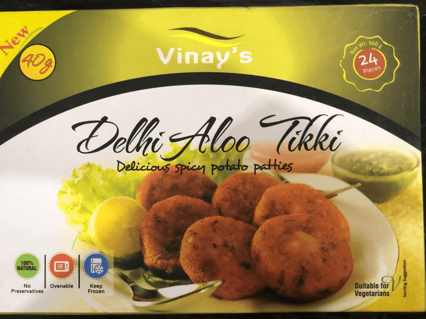 Vinay's Delhi Aloo Tikki 24 pcs x40g x 6pkts - Vinays Food - Vinay's