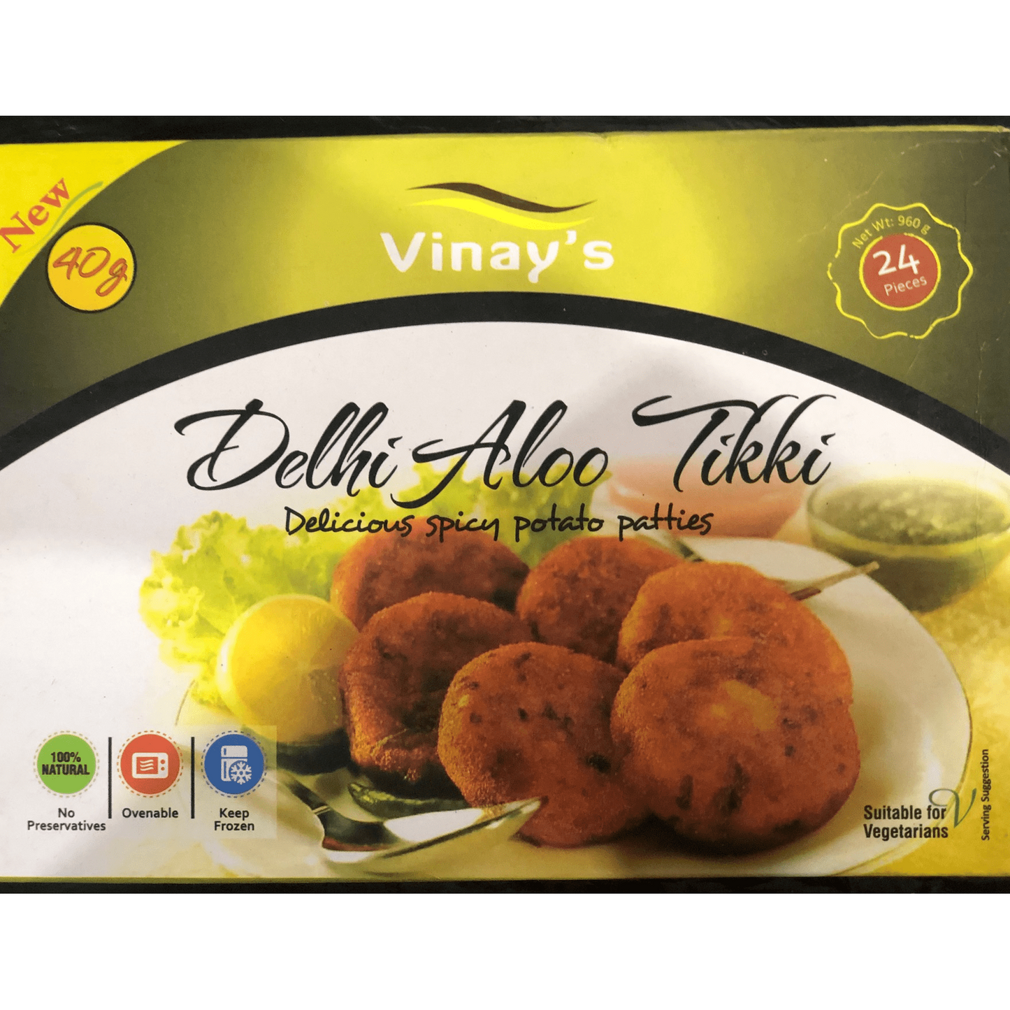 Vinay's Delhi Aloo Tikki 24 pcs x40g x 6pkts - Vinays Food - Vinay's