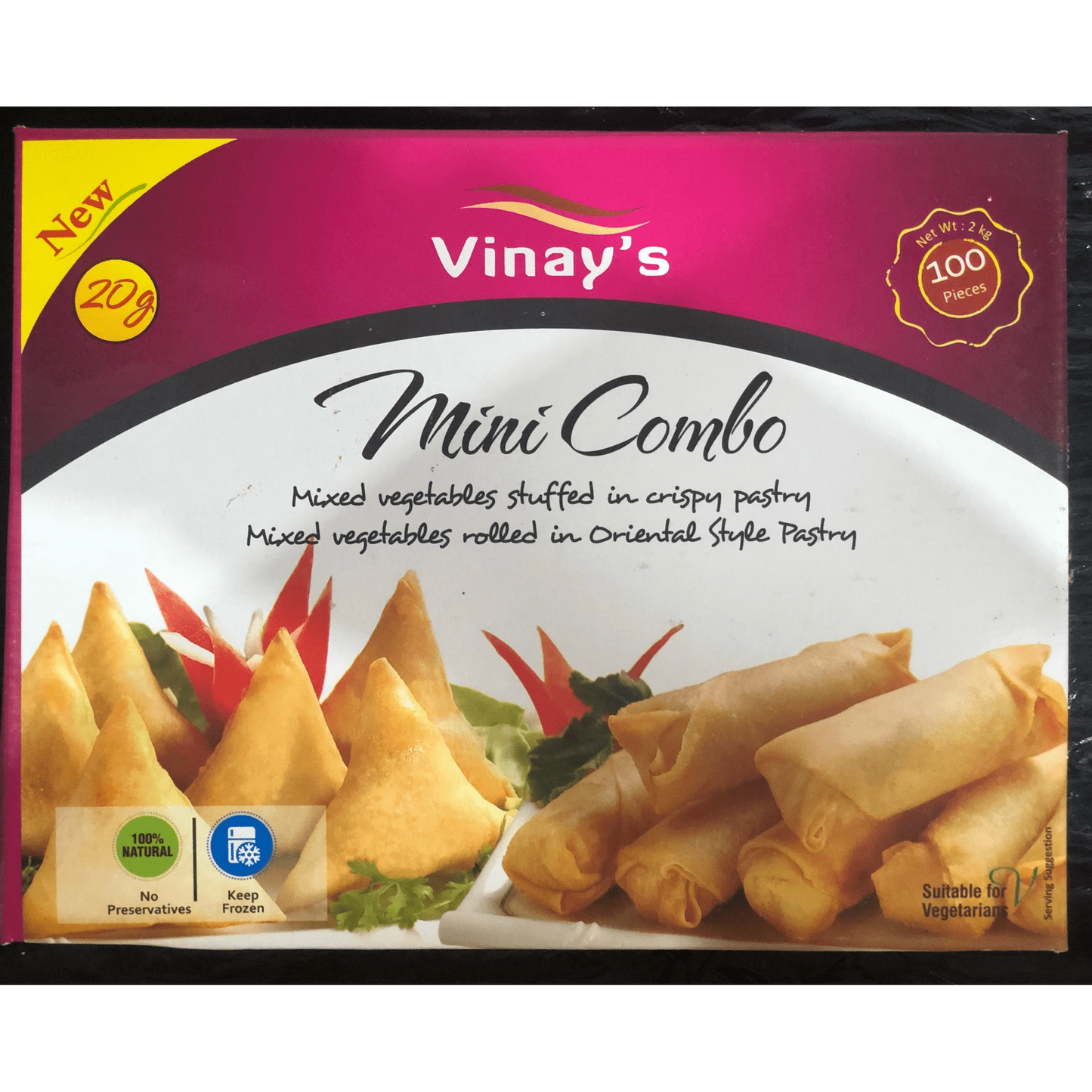 Vinay's Mini Combo Spring Rolls/Samosa 100 pcs x20g x 6pkts - Vinays Food - Vinay's