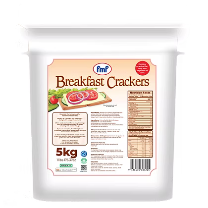 FMF Breakfast Crackers 5kg pail with Plus 1kg Free offer, Fijian wheat biscuit bulk packaging