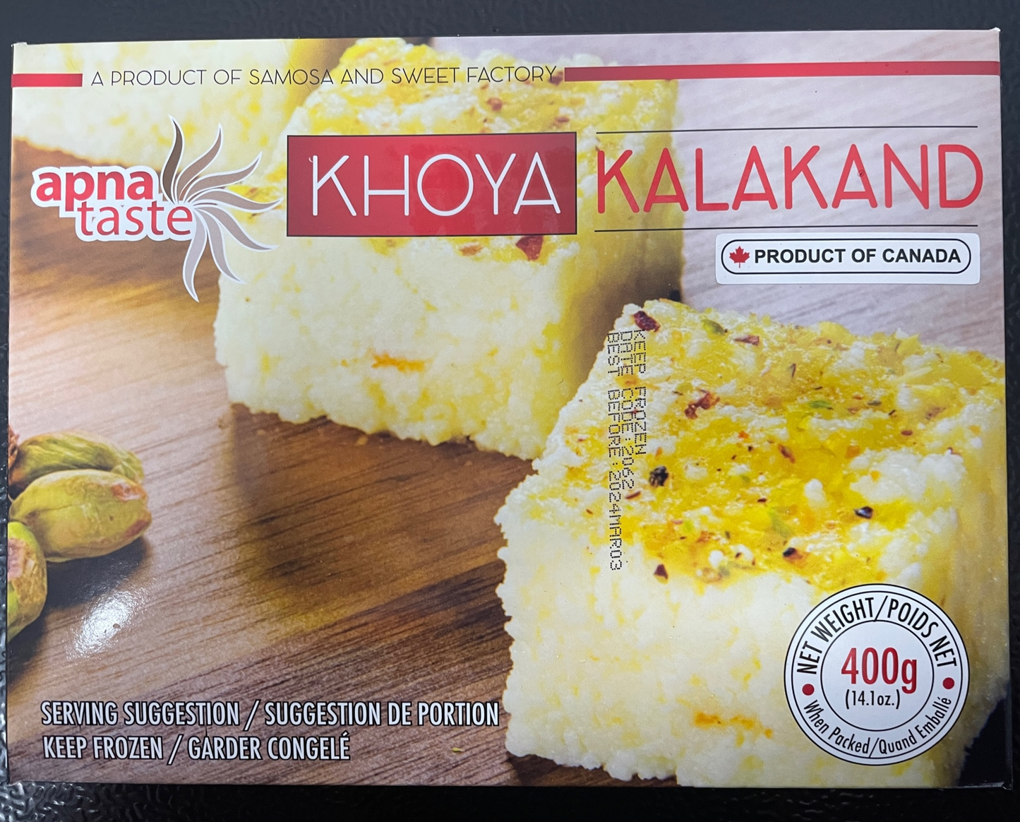 Apna Taste Khoya Kalakand 400g x14 - Vinays Food - Apna Taste