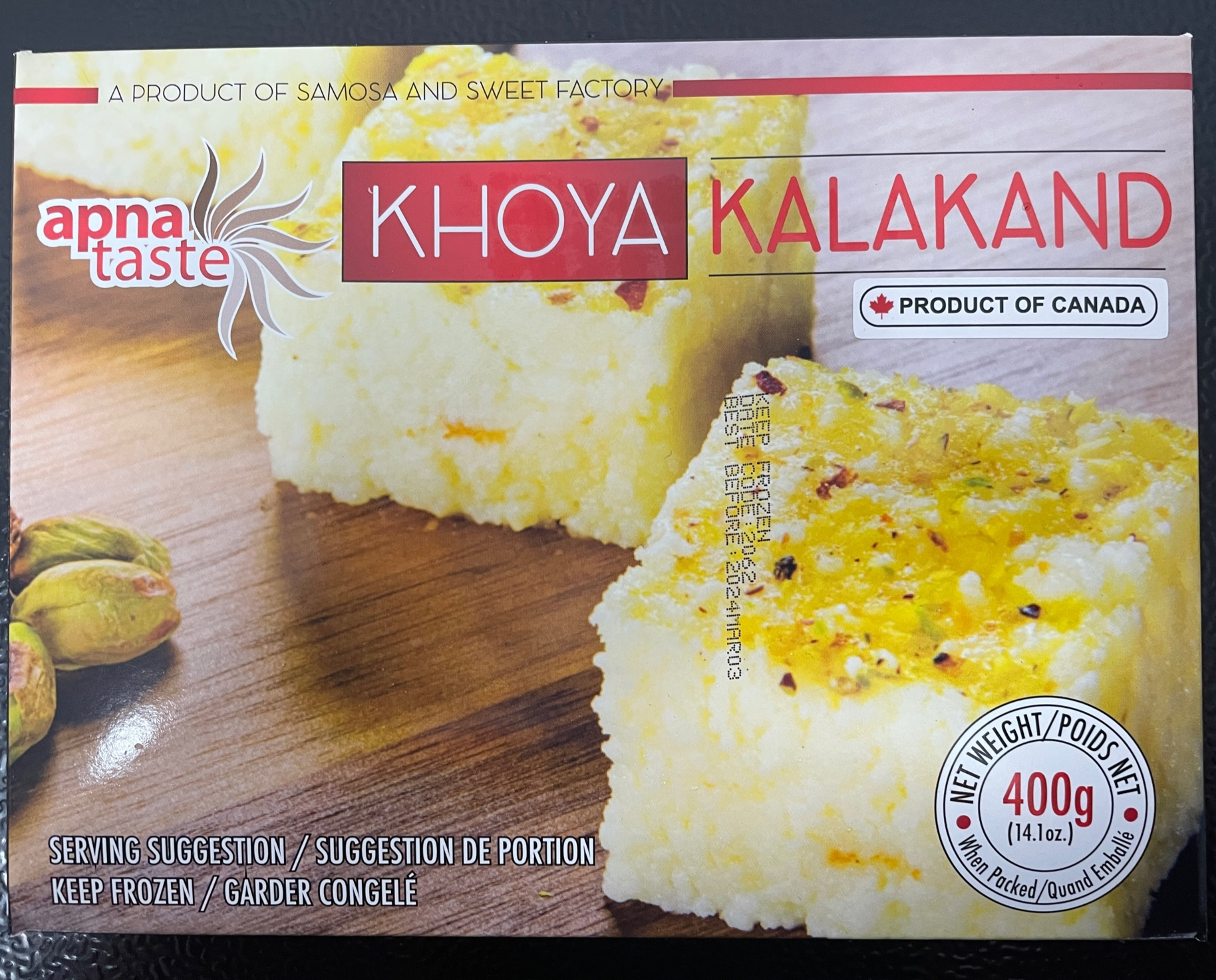 Apna Taste Khoya Kalakand 400g x14 - Vinays Food - Apna Taste