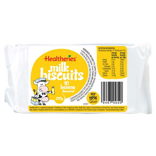 Healtheries Milk Biscuits Banana 210g x20 - Vinays Food - Healtheries