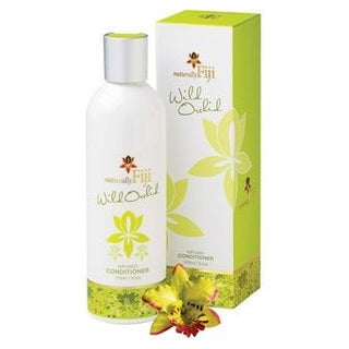 Naturally Fiji Wild Orchid Conditioner 275ml bottle with packaging and orchid flower