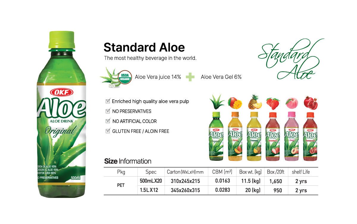 OKF Aloe Vera Drink Original 1.5L x 12 - Vinays Food - OKF