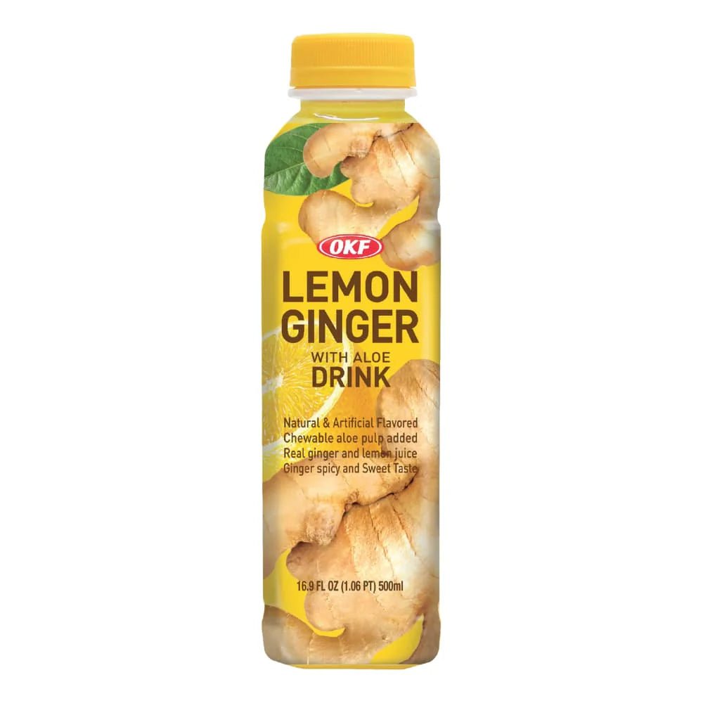OKF Lemon Ginger Drink with Aloe 500ml x 20 - Vinays Food - OKF