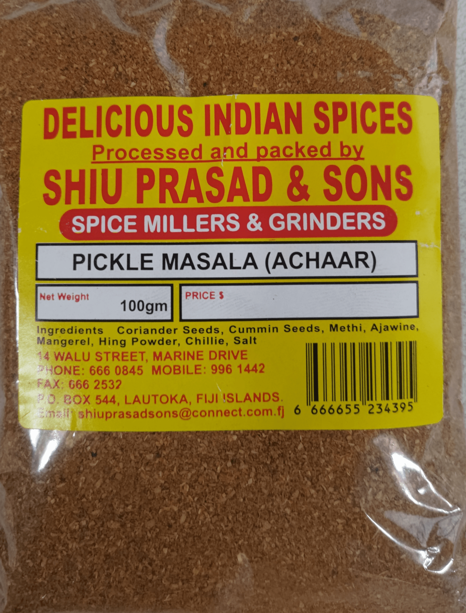 Shiu Prasad Achaar Masala 100g x10 - Vinays Food - Shiu Prasad