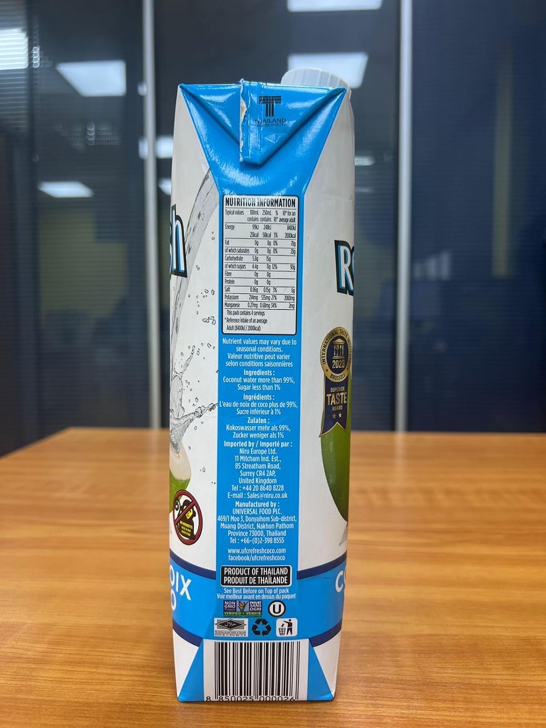 UFC Refresh 100% Coconut Water 1L x12 - Vinays Food - UFC Universal Food Public Co Ltd