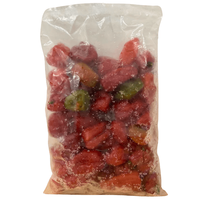Frozen Bongo chillies with frost and ice crystals for Fijian cooking