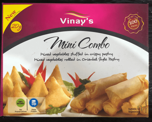 Vinay's Mini Combo Spring Rolls/Samosa 100 pcs x20g x 6pkts - Vinays Food - Vinay's